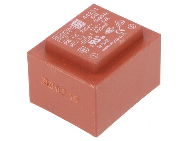Transformator &icirc;ncapsulat 5VA 230VAC 12V 417mA pentru PCB