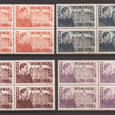 România 1945, LP 166 - Fundatia Carol I, in bloc de 4, MNH