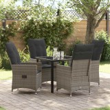 VidaXL Set de masă pentru grădină cu pernă 5 pcs Gri Rattan poli 3379549