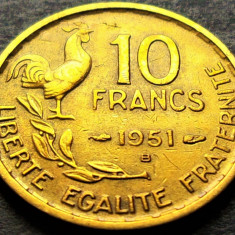 Moneda istorica 10 FRANCI - FRANTA, anul 1951 *cod 195 - litera B