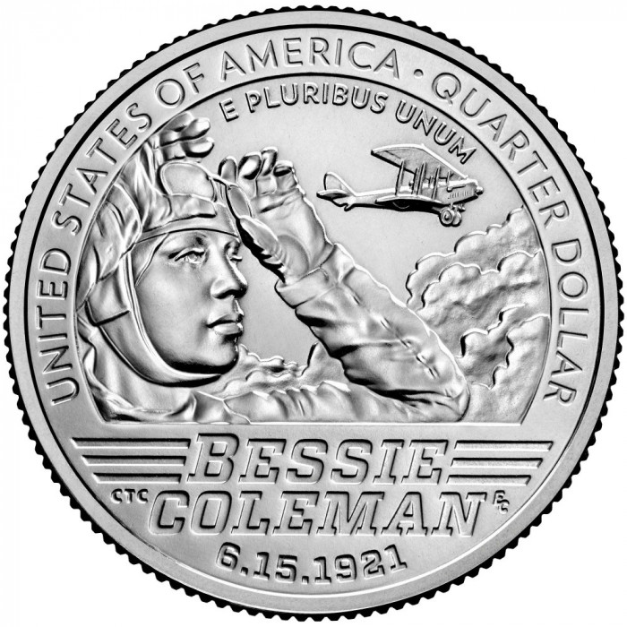Statele Unite (SUA) 25 Cents (Quarter) 2023 D -Bessie Coleman, KM-778 UNC !!!