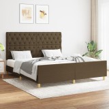 vidaXL Cadru de pat cu tăblie, maro &icirc;nchis, 160x200 cm, textil