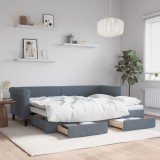 VidaXL Pat de zi cu extensie și sertare gri &icirc;nchis 80x200 cm catifea