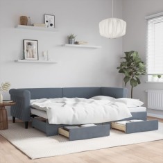 vidaXL Pat de zi cu extensie și sertare gri &icirc;nchis 80x200 cm catifea 3197813