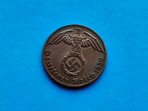 1 Pfennig 1939 lit. F -Germania-stare buna-patina-