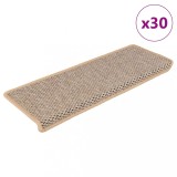 VidaXL Covorașe scări autoadezive 30 buc. bej deschis 65x21x4 cm sisal