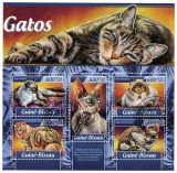 Cumpara ieftin Guineea-Bissau 2017: Set Timbre Pisici, Colita + Bloc, Tema Animale, Colectie Straine
