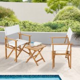 Set bistro pliabil Capistrello, 3 piese, lemn si alb, pentru exterior