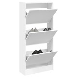 Pantofar vidaXL Alb, 60x21x125.5 cm, Lemn Compozit, 3 Sertare Rabatabile, Design Compact, Economie Spatiu