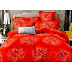 Lenjerie de pat pentru o persoana cu husa de perna dreptunghiulara, Arabic, bumbac mercerizat, multicolor