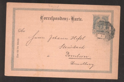 Austria 1901 Postal History Rare Postcard Correspondenz karte to Dorneirn D.368 foto