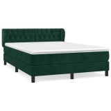 Cumpara ieftin Pat box spring cu saltea, verde inchis, 140x190 cm, catifea