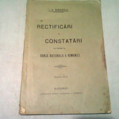 RECTIFICARI SI CONSTATARI CU PRIVIRE LA BANCA NATIONALA A ROMANIEI - I.G. BIBICESCU