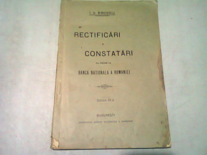 RECTIFICARI SI CONSTATARI CU PRIVIRE LA BANCA NATIONALA A ROMANIEI - I.G. BIBICESCU