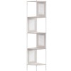 VASAGLE Raft de colt boho, cadru metalic, polite MDF si panouri poliratan, 32x32x156cm, alb Household NewTrend
