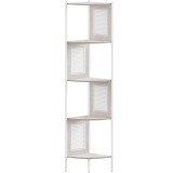 VASAGLE Raft de colt boho, cadru metalic, polite MDF si panouri poliratan, 32x32x156cm, alb Household NewTrend