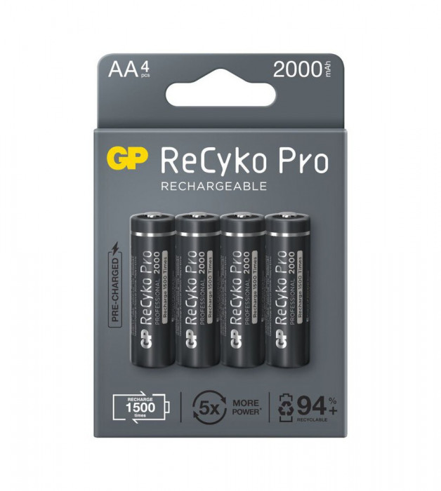 GP R6/AA ReCyko+ PRO 2000mAh 1.2V NiMH baterii reincarcabile-Conținutul pachetului 1x Blister