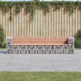 vidaXL Bancă de grădină tip gabion 287x71x65,5 cm, lemn masiv Douglas 3196252