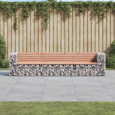 vidaXL Bancă de grădină tip gabion 287x71x65,5 cm, lemn masiv Douglas