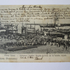 Rară! Carte poștala portul Galați:Așteptarea familiei regale 1900,circulata 1920