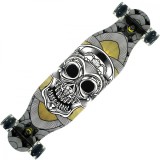 Cumpara ieftin Longboard Action One cu roti luminoase, ABEC-7 PU Aluminiu, 100 kg, 80 x 20 cm, Negru Silver Death