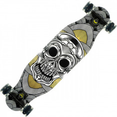 Longboard Action One cu roti luminoase, ABEC-7 PU Aluminiu, 100 kg, 80 x 20 cm, Negru Silver Death