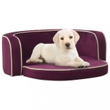 Cumpara ieftin Canapea pliabilă c&acirc;ini vișiniu 73x67x26 cm pernă pluș lavabilă
