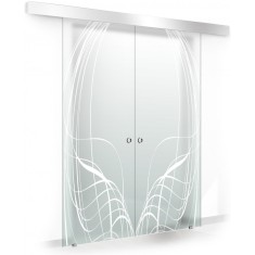 Usa culisanta Boss &reg; Duo model Lava alb, 60+60x215 cm, sticla mata securizata, glisanta in ambele directii