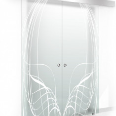 Usa culisanta Boss ® Duo model Lava alb, 60+60x215 cm, sticla mata securizata, glisanta in ambele directii