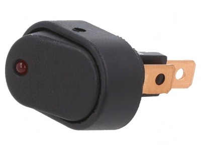 Rocker Switch SPST 2 ON-OFF 30A/12VDC cu LED Roșu Corp Negru foto