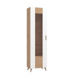 Vitrina living Bretagna 1K VS1, cu usa sticla, stejar artisan + folie lucioasa alba, 58 x 35 x 203 cm, 2C