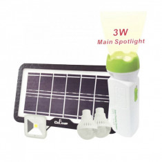 Kit Solar cu Lanterna LED 3W, 3 Becuri si Slot USB GSM CL036 foto