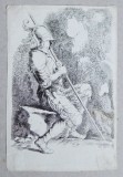 Salvator Rosa &quot;Soldat&quot; gravura veche sec 18, Istorice, Cerneala, Altul