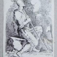 Salvator Rosa "Soldat" gravura veche sec 18