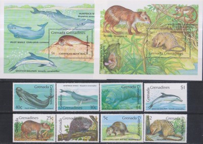 Timbre cu faună din Grenada-Grenadines foto