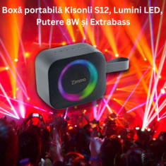 Boxă portabilă, Putere 8W, LED, Autonomie 6-8 ore, Extrabass și Cinematic Sound