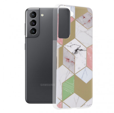 Husa pentru Samsung Galaxy S21 5G - Techsuit Marble Series - Purple Hex foto