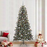 vidaXL BraddeCrăciunartificial cu lumini cu bandă LED Verde 240cm PVC