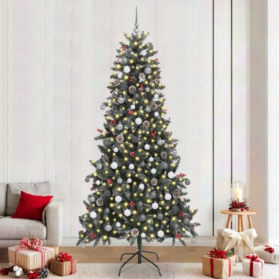 vidaXL BraddeCrăciunartificial cu lumini cu bandă LED Verde 240cm PVC foto
