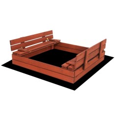 Lada nisip din lemn pliabila cu capac si bancute, 120x120x41 cm, maro Household NewTrend