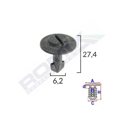 Clips Fixare Elemente Roata Pentru Audi/Seat/Vw 6.2X27.4Mm - Negru Set 10 Buc 133165 80101-RMX foto