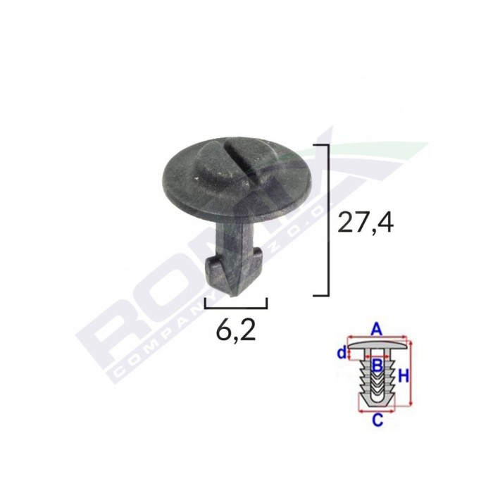 Clips Fixare Elemente Roata Pentru Audi/Seat/Vw 6.2X27.4Mm - Negru Set 10 Buc 133165 80101-RMX