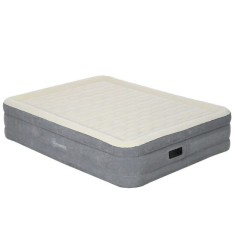 Saltea camping, gonflabila, cu pompa electrica incorporata, 220-240 V, PVC, gri si bej, 203x92x46 cm foto