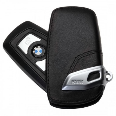 Husa protectie cheie originala BMW - Basic Line - piele neagra foto