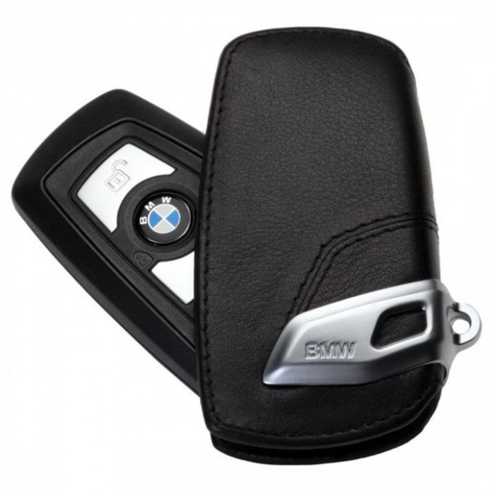 Husa protectie cheie originala BMW - Basic Line - piele neagra