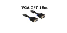 Cablu VGA Tata Tata 15m 15 pini, ecranat, cu bobina antiparaziti foto