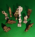 Set 10 miniaturi metalice, bonus Weeping Angel statuie cauciuc, figurine scena Nașterea Domnului, Sf&acirc;nta Maria, soldăței plumb, h 3.5 cm S2 vintage