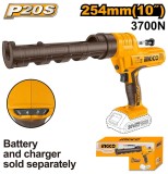 Pistol silicon INGCO CCGLI2001, 20V, Li-Ion, forta impingere 2000N, viteza aplicare 0.5-4.4mm/s, curent fara sarcina 0.35A, compatibil P20S