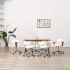VidaXL Scaune pivotante, 6 buc. alb, lemn curbat &amp; piele ecologică 3054895