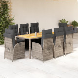 Set mobilier gradina cu perne, 9 piese, gri, poliratan GartenMobel Dekor, vidaXL